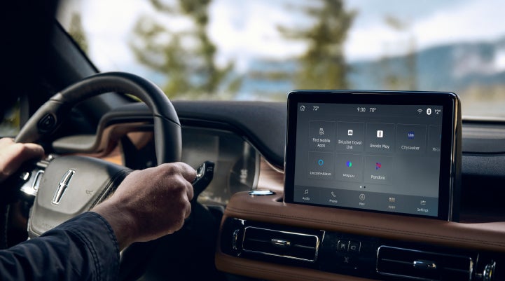 The center touchscreen of a Lincoln Aviator® SUV is shown | Nick Mayer Lincoln Mayfield in Mayfield Heights OH