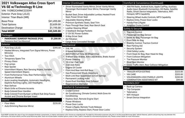 2021 Volkswagen Atlas Cross Sport 3.6L V6 SE w/Technology R-Line