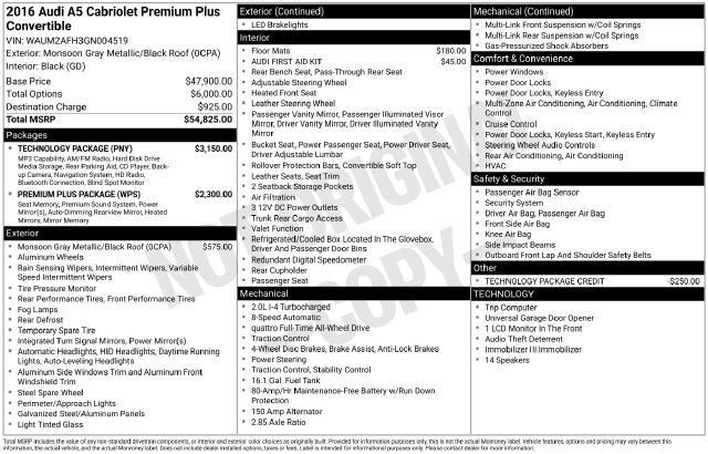 2016 Audi A5 2.0T Premium Plus quattro