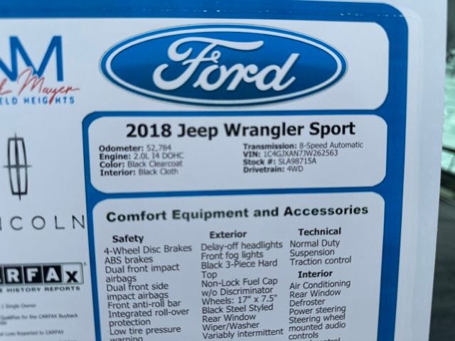 2018 Jeep Wrangler Sport