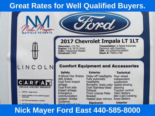 2017 Chevrolet Impala LT 1LT