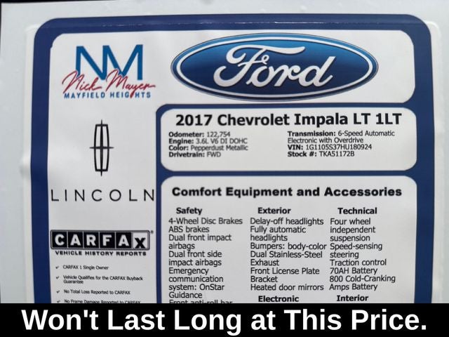 2017 Chevrolet Impala LT 1LT