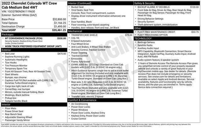 2022 Chevrolet Colorado Work Truck