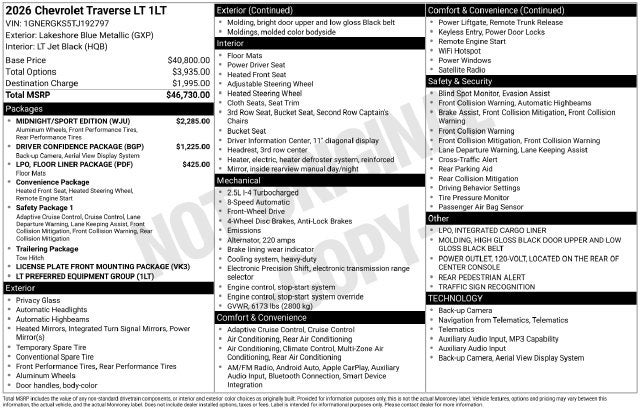 2026 Chevrolet Traverse LT