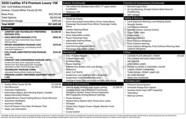 2020 Cadillac XT4 Premium Luxury