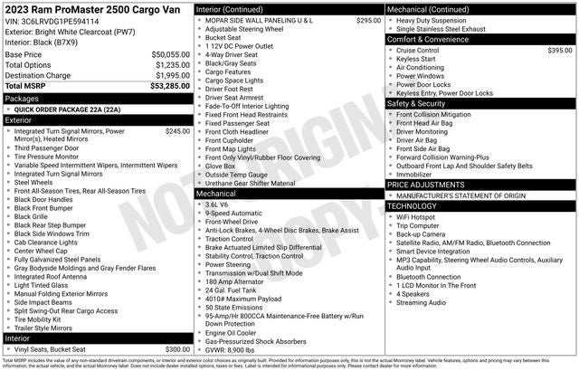 2023 RAM ProMaster 2500 High Roof