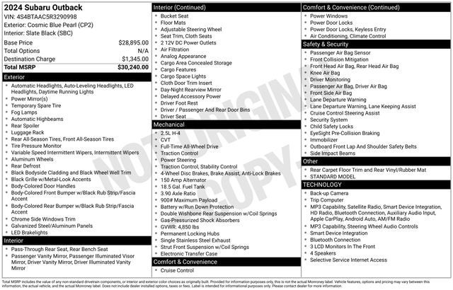 2024 Subaru Outback 2.5i