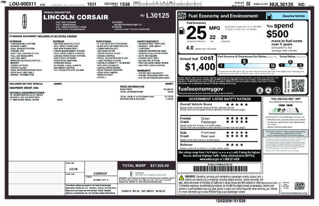2022 Lincoln Corsair Standard