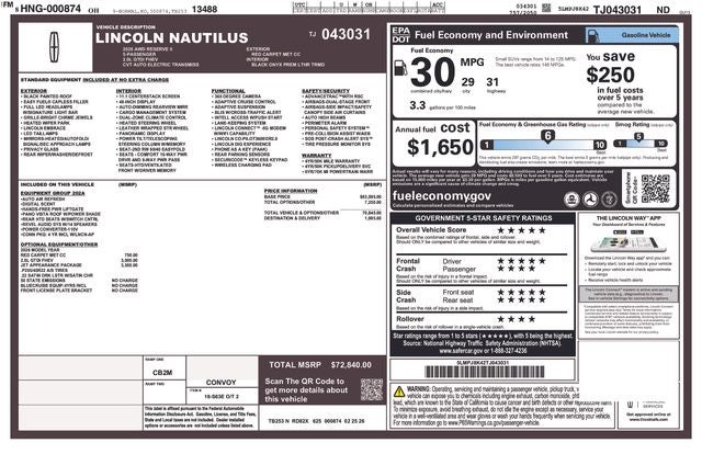 2026 Lincoln Nautilus Reserve IN-TRANSIT