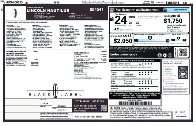 2026 Lincoln Nautilus Black Label IN-TRANSIT