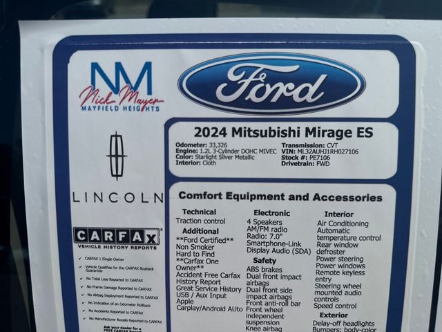 2024 Mitsubishi Mirage ES