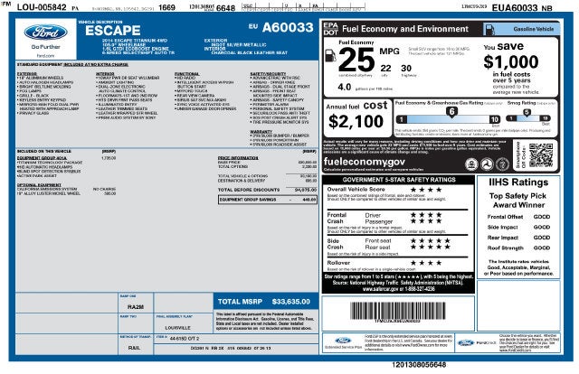 Used 2014 Ford Escape Titanium with VIN 1FMCU9JX9EUA60033 for sale in Mayfield Heights, OH