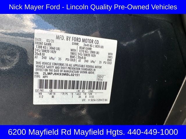 2021 Lincoln Nautilus Reserve