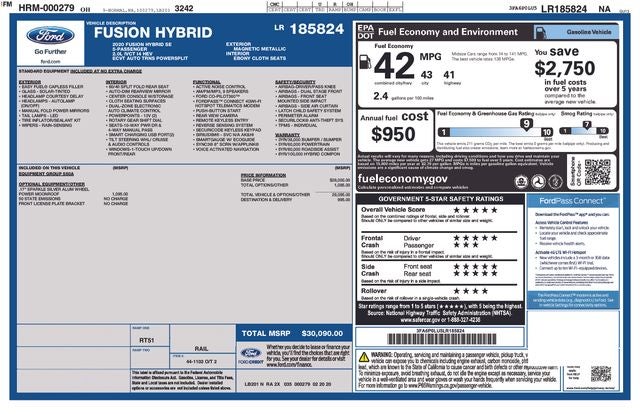 2020 Ford Fusion Hybrid SE
