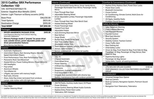 2015 Cadillac SRX Performance