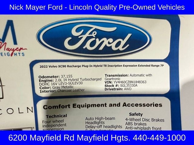 2022 Volvo XC90 Recharge Plug-In Hybrid T8 Inscription Expression Extended Range 7P