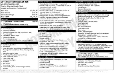 2015 Chevrolet Impala LS 1LS