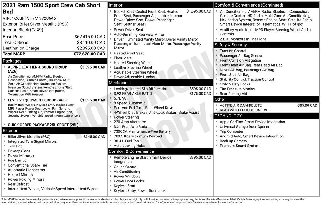 2021 RAM 1500 Sport