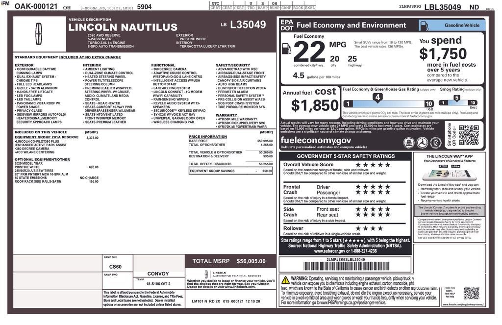 2020 Lincoln Nautilus Reserve