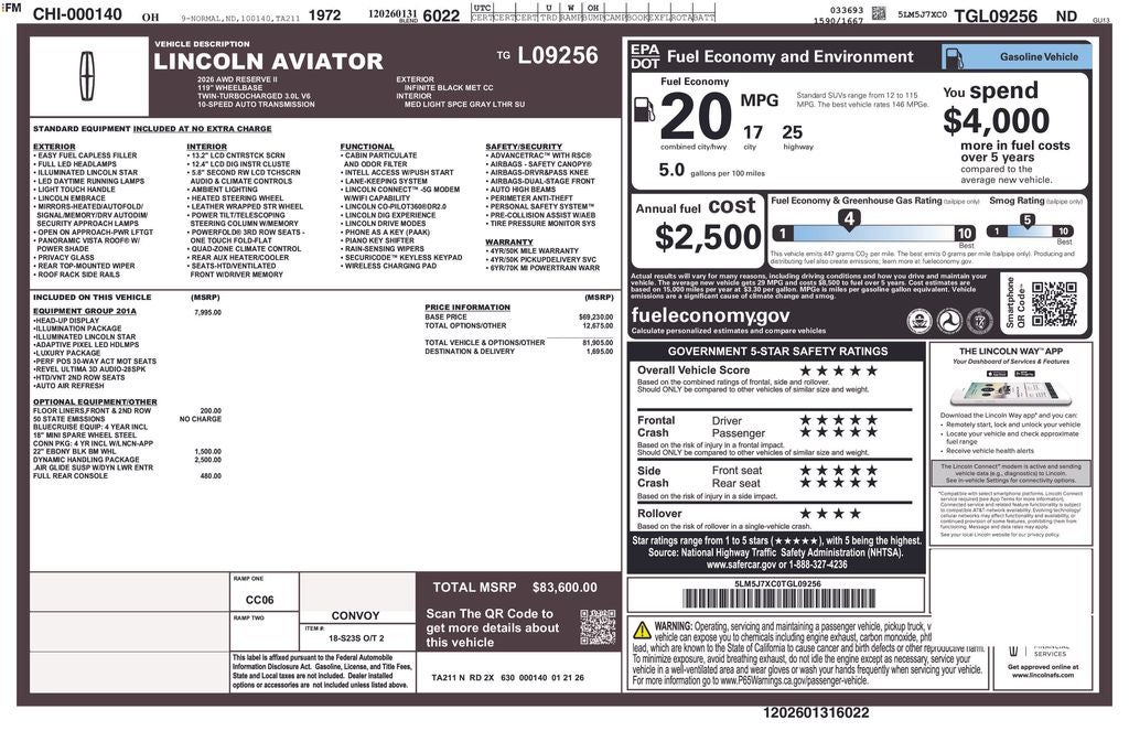 2026 Lincoln Aviator Reserve