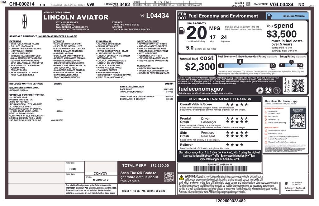 2027 Lincoln Aviator Reserve