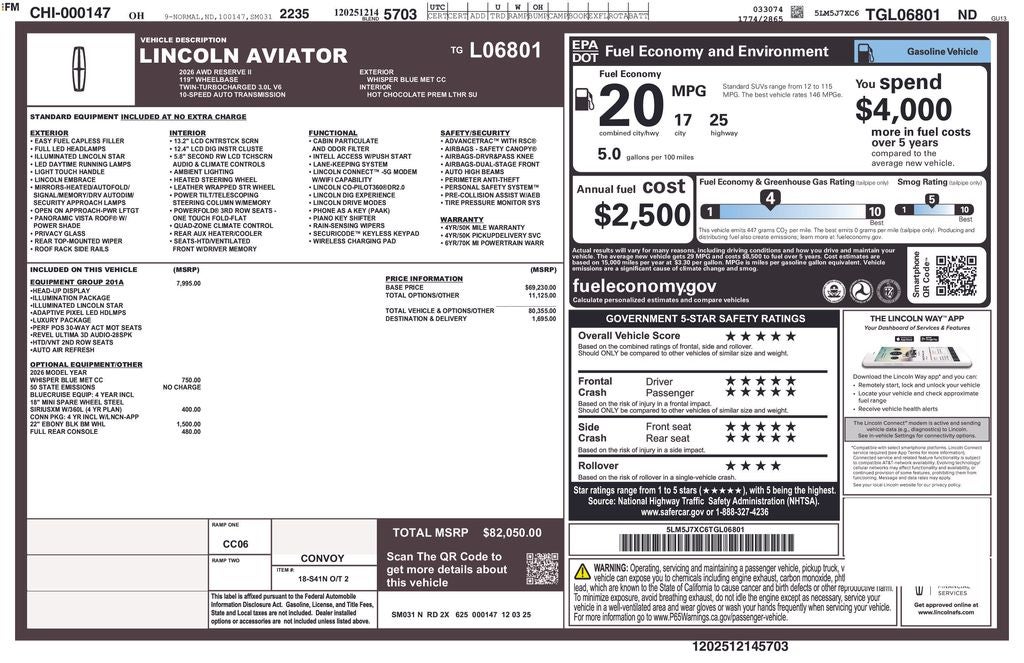 2026 Lincoln Aviator Reserve