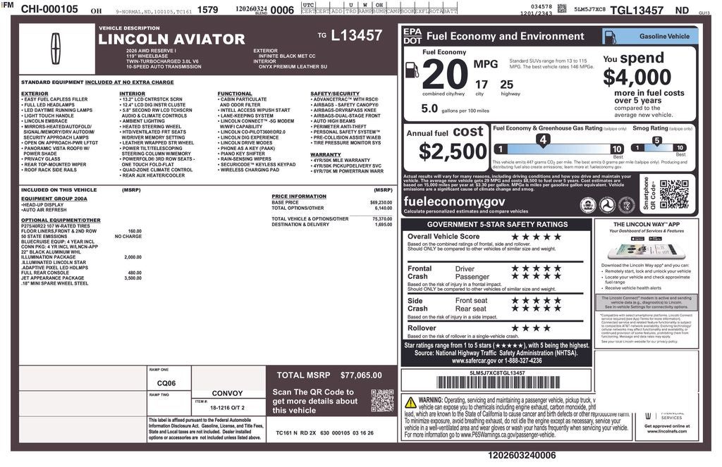 2026 Lincoln Aviator Reserve Premium