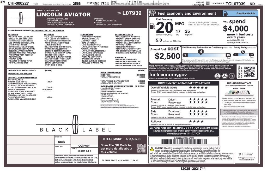 2026 Lincoln Aviator Black Label