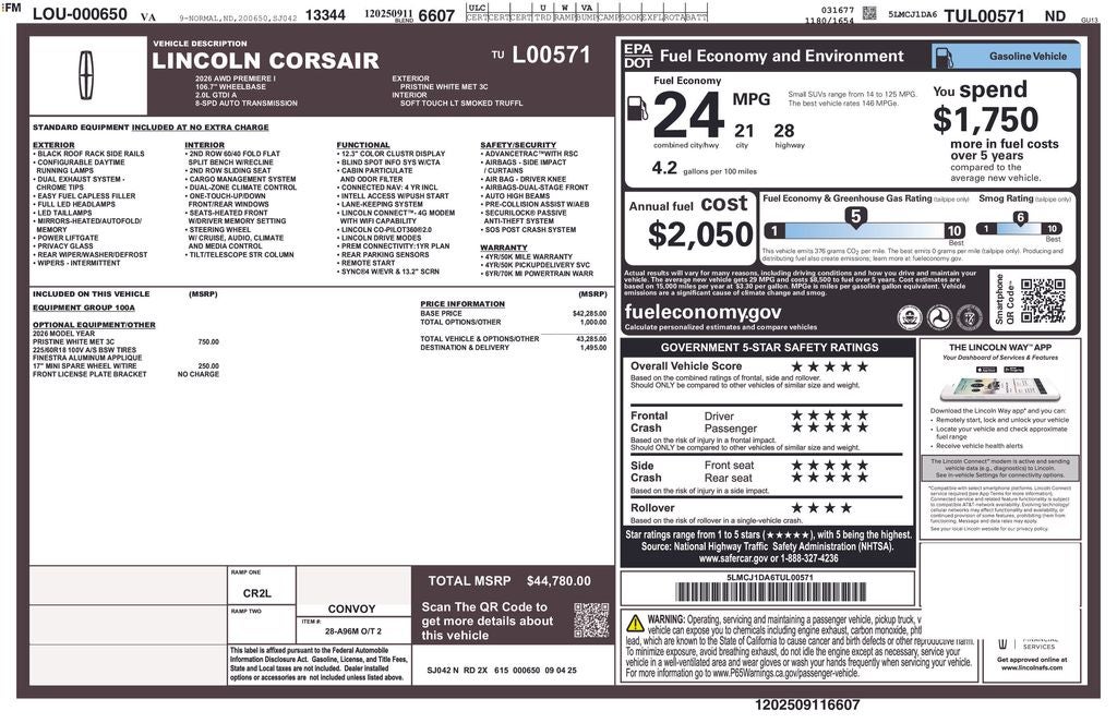 2026 Lincoln Corsair Premiere