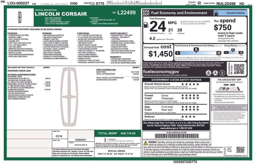 2022 Lincoln Corsair Reserve