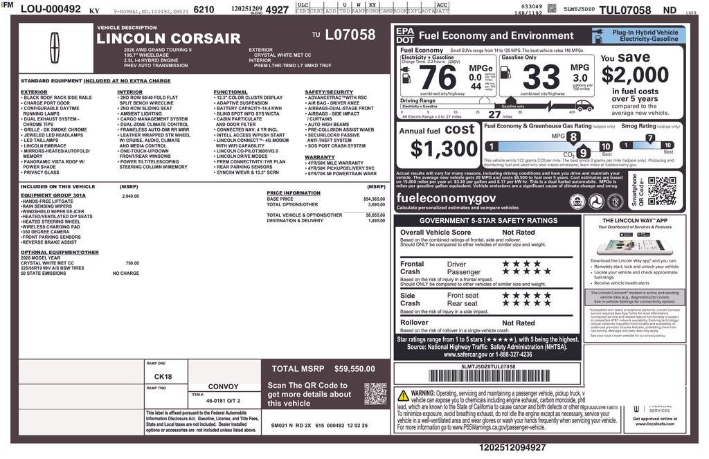 2026 Lincoln Corsair Plug-In Hybrid Grand Touring