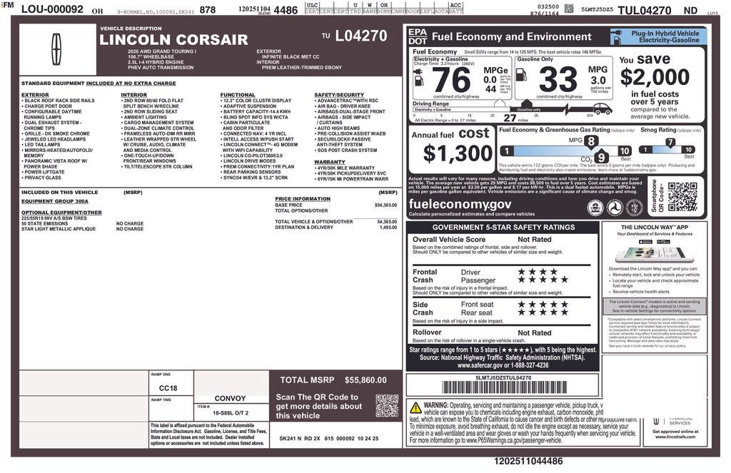 2026 Lincoln Corsair Plug-In Hybrid Grand Touring