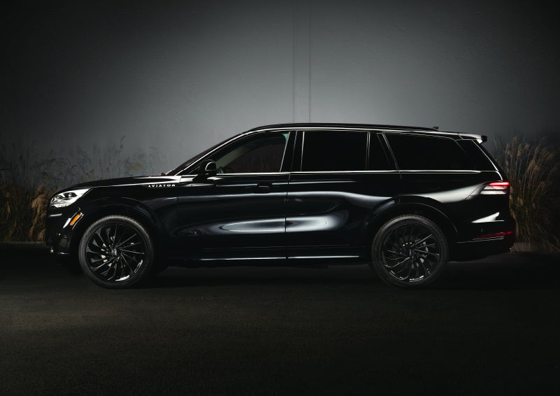 A 2024 Lincoln Aviator® SUV is shown in the Infinite Black exterior color | Nick Mayer Lincoln Mayfield in Mayfield Heights OH