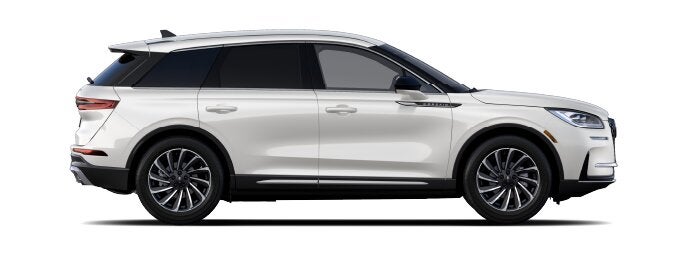 The passenger side of a Lincoln Corsair® SUV is shown in the Ceramic Pearl extra-cost exterior paint option. | Nick Mayer Lincoln Mayfield in Mayfield Heights OH