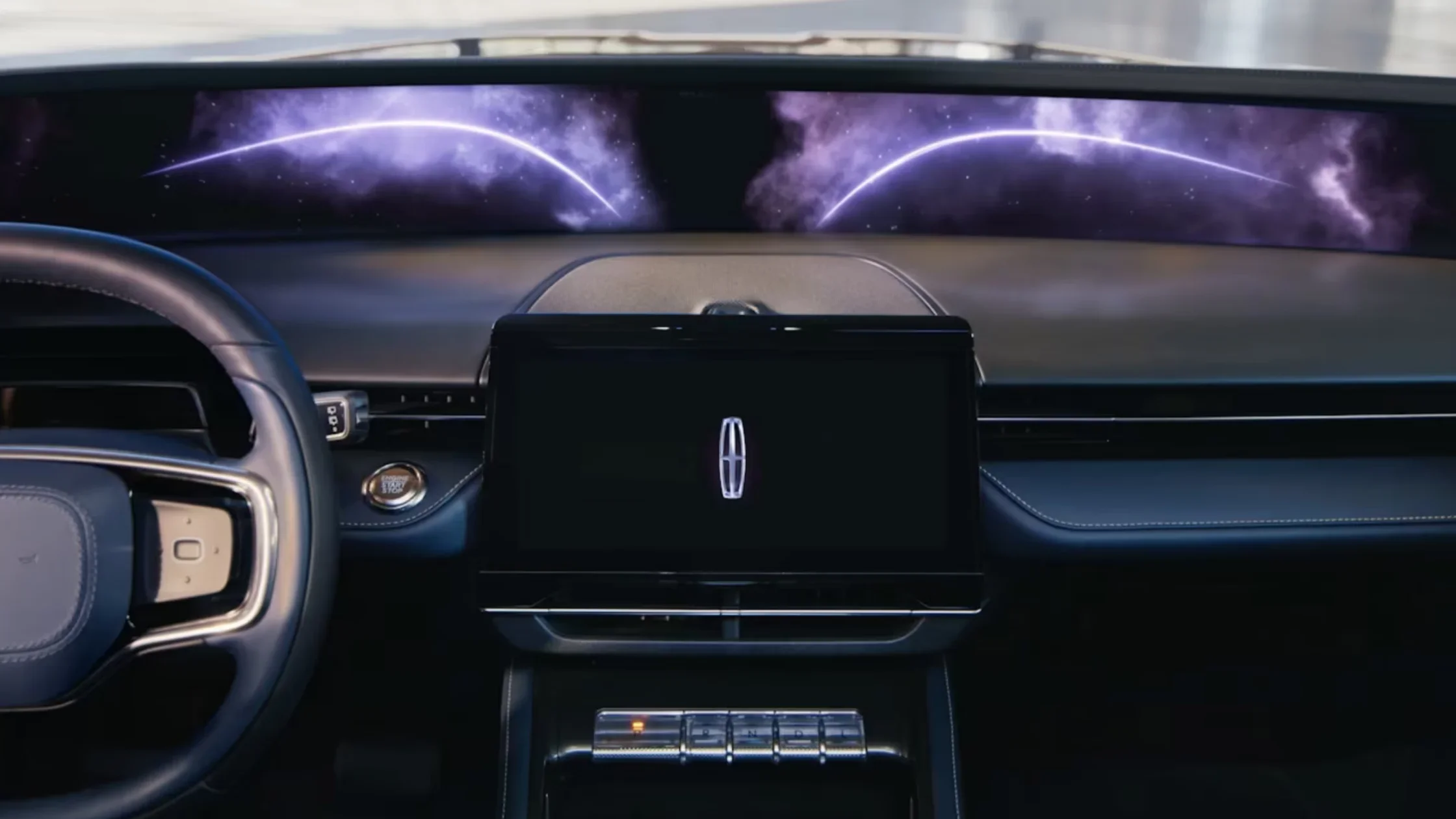 Close-up of 2025 Nautilus® Reserve dashboard with curved panoramic display and center screen